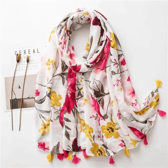 2/$30 Ladies Pink Floral Scarf - Picture 1 of 3